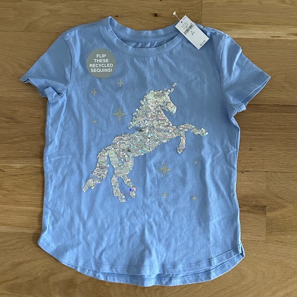 Gap Kids Unicorn Sparkle Blue Short Sleeve Tee Shirt Size S 6-7 - Picture 1 of 5